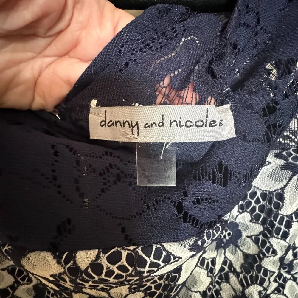 Danny & Nicole Womens Blue Lace Dress With Lining Size 14 NWT Sleeveless‎ sheer - Picture 7 of 16